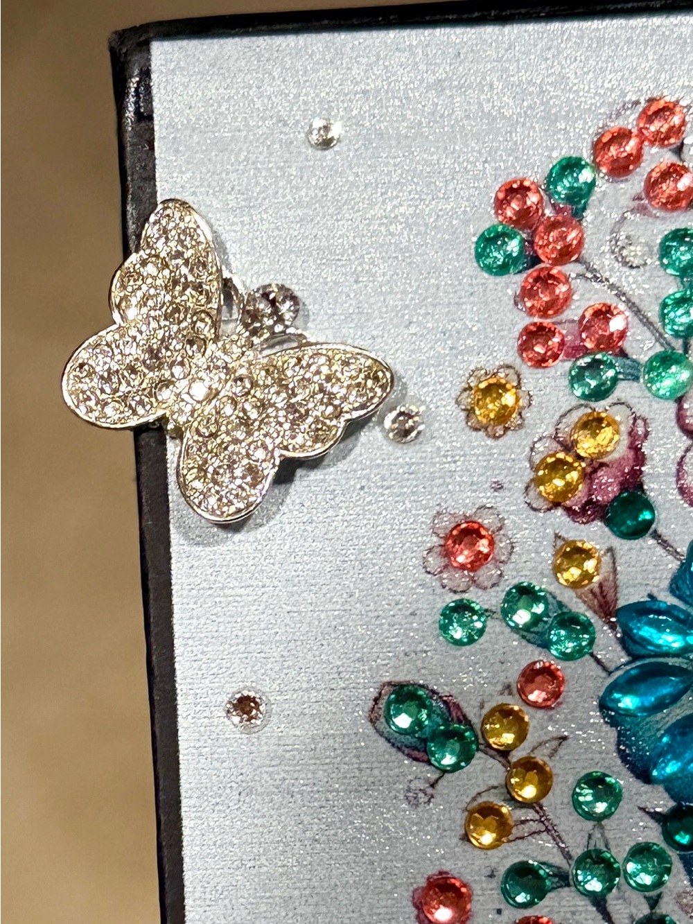 Sparkly Floral Desk Set - Crystal Accented Note Holder with Coaster & Bling Pen - Picture 8 of 10